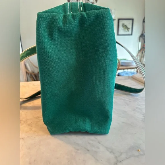 Lands' End Navy Kelly Green Boat n Tote w Striped Handles inside Retired Colors - Picture 4 of 9